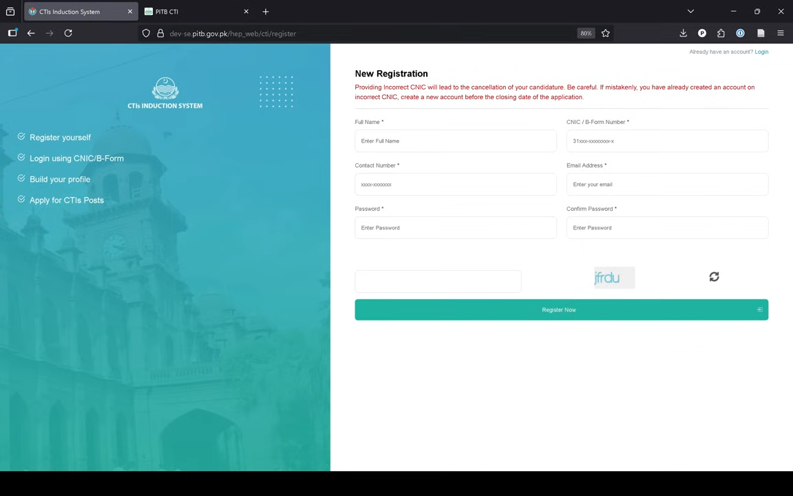 CTI Portal Login/Register